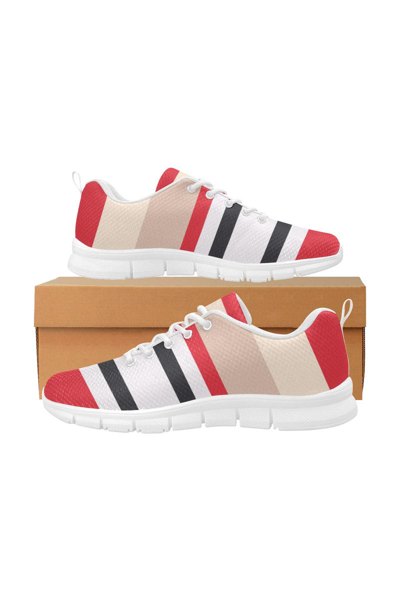 Red & Black Stripes Women's Breathable Running Shoes - Objet D'Art