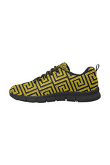 Greek Key Gold Women's Breathable Running Shoes - Objet D'Art