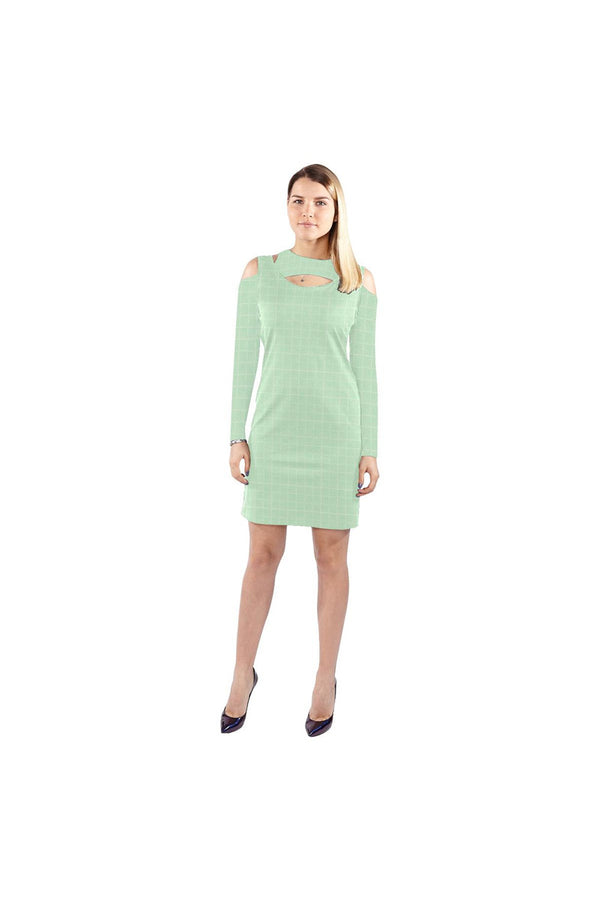 Lime Lattice Cold Shoulder Long Sleeve Dress (Model D37) - Objet D'Art