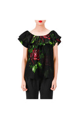 Rosy Women's Off Shoulder Blouse with Ruffle (Model T29) - Objet D'Art