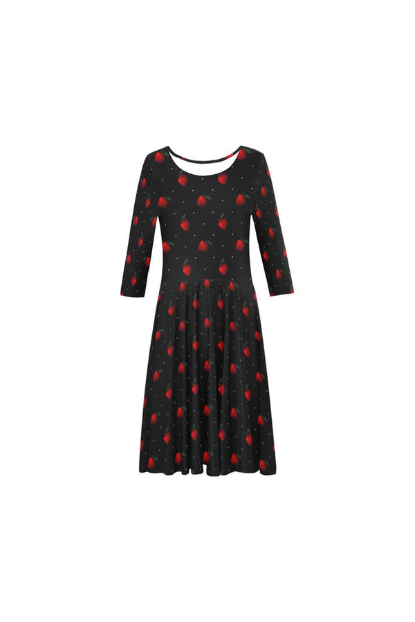 Apples Elbow Sleeve Ice Skater Dress - Objet D'Art