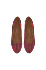 Crimson Herringbone Women's High Heels (Model 044) - Objet D'Art