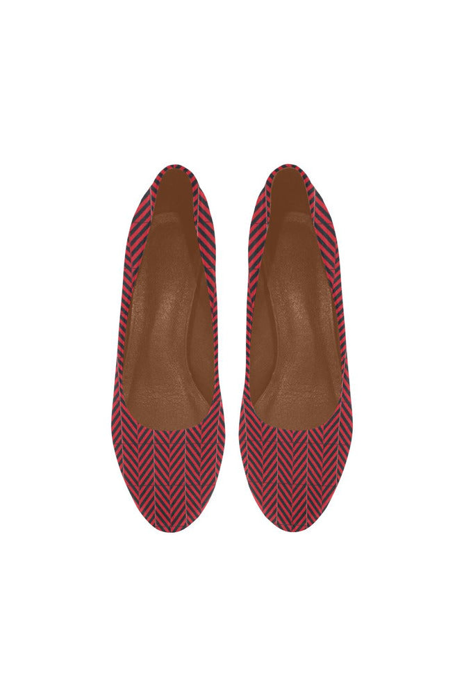 Crimson Herringbone Women's High Heels (Model 044) - Objet D'Art
