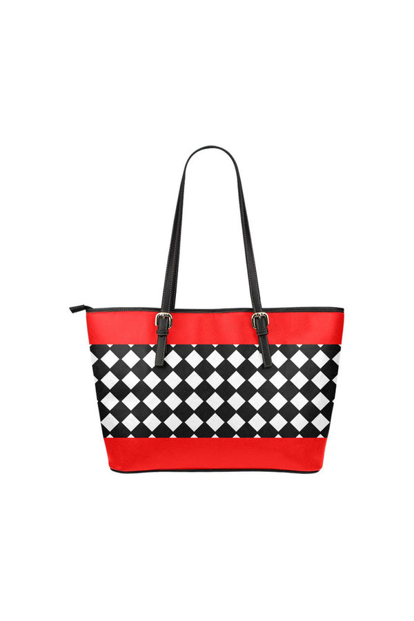 diamond red accented  Leather Tote Bag/Small - Objet D'Art