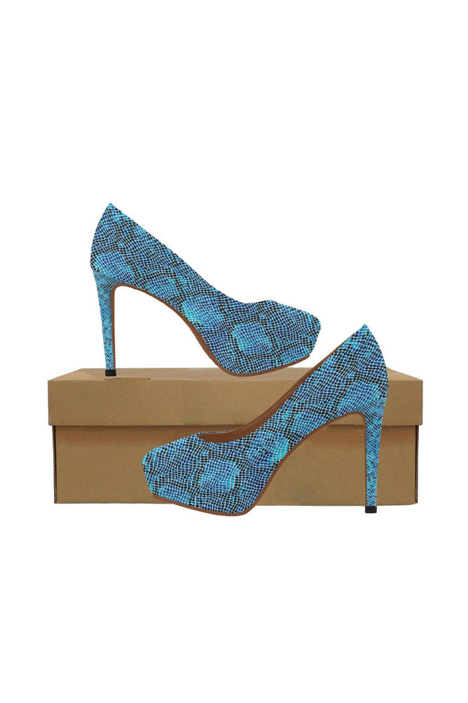 Blue Snakeskin Women's High Heels - Objet D'Art