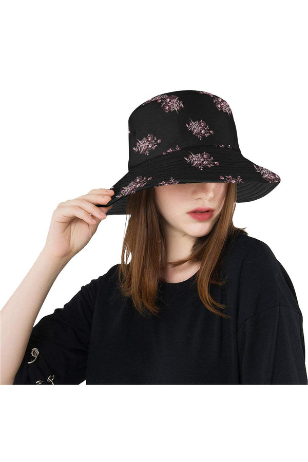Midnight Black Floral All Over Print Bucket Hat - Objet D'Art