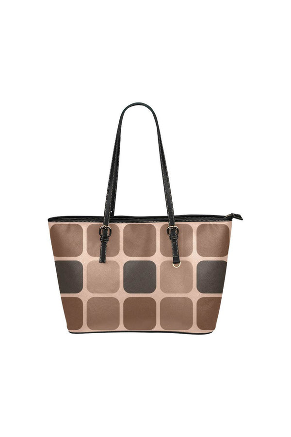 Camel Gridlock Leather Tote Bag/Small - Objet D'Art