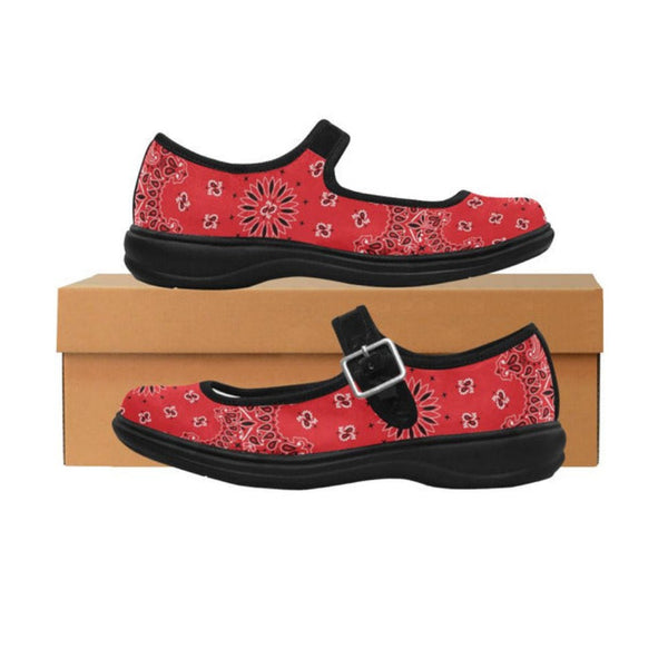 Red Bandana Mila Satin Women's Mary Jane Shoes - Objet D'Art
