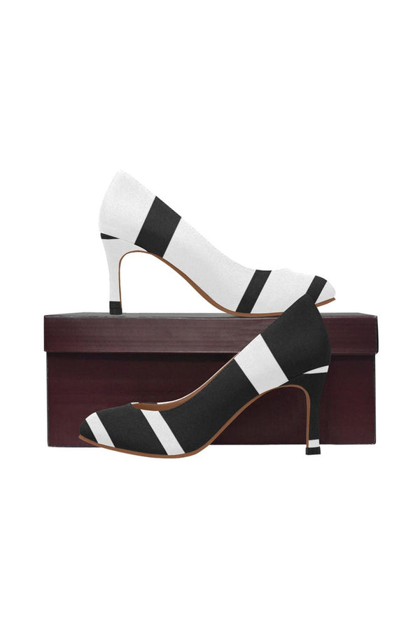 Asymmetrical Black & White  Women's High Heels (Model 048) - Objet D'Art