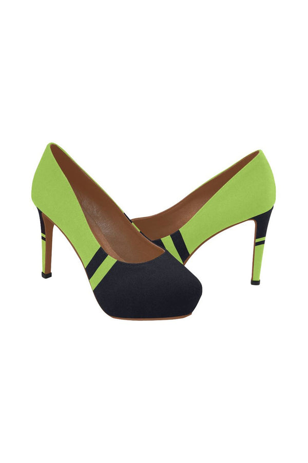 Lime Green & Blue Women's High Heels - Objet D'Art
