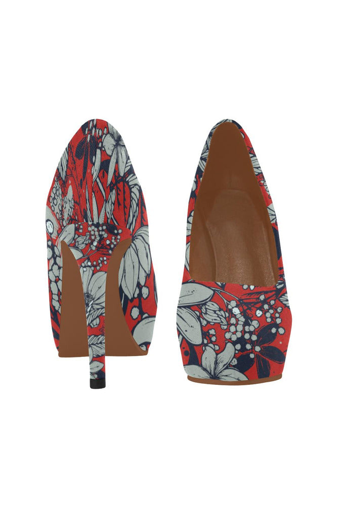 red kimono Women's High Heels (Model 044) - Objet D'Art