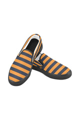 Gold & Blue Stripes Men's Slip-on Canvas Shoes (Model 019) - Objet D'Art