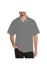 bw stripes hawaiian collar Hawaiian Shirt (Model T58) - Objet D'Art