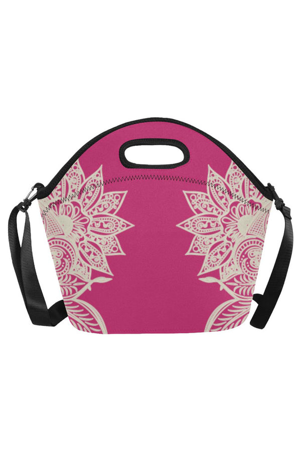 Pink Peacock Mandala Neoprene Lunch Bag/Large (Model 1669) - Objet D'Art