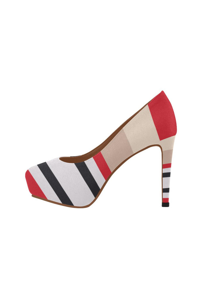 Red & Black Stripe Women's High Heels - Objet D'Art