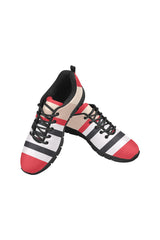 Red & Black Stripes Women's Breathable Running Shoes - Objet D'Art