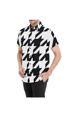 Camisa de manga corta con estampado integral de pata de gallo para hombre / talla grande - Objet D'Art tienda minorista en línea