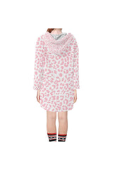 Pink Leopard Step Hem Tunic Hoodie for Women (Model H25) - Objet D'Art