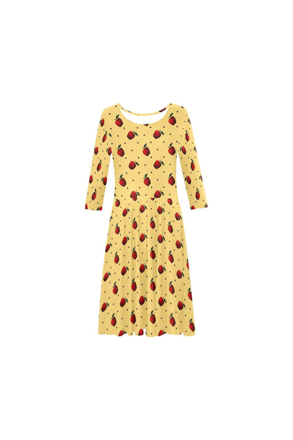 Apples Elbow Sleeve Ice Skater Dress - Objet D'Art