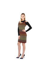 Spectral Lines Cold Shoulder Long Sleeve Dress (Model D37) - Objet D'Art