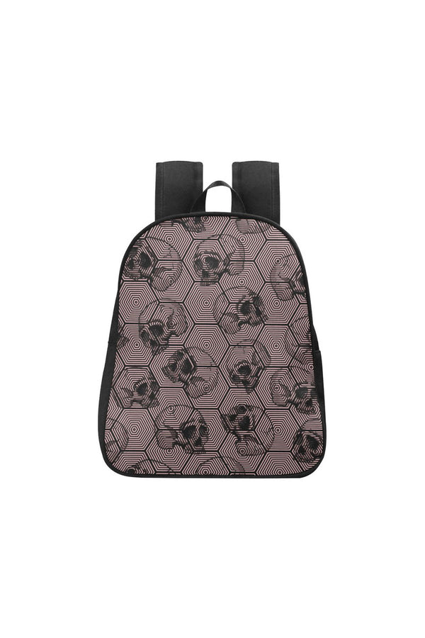Pressed Rose Skull Print Fabric School Backpack - Objet D'Art