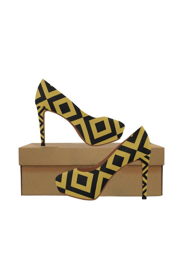 Black & Gold Diamonds Women's High Heels - Objet D'Art Online Retail Store