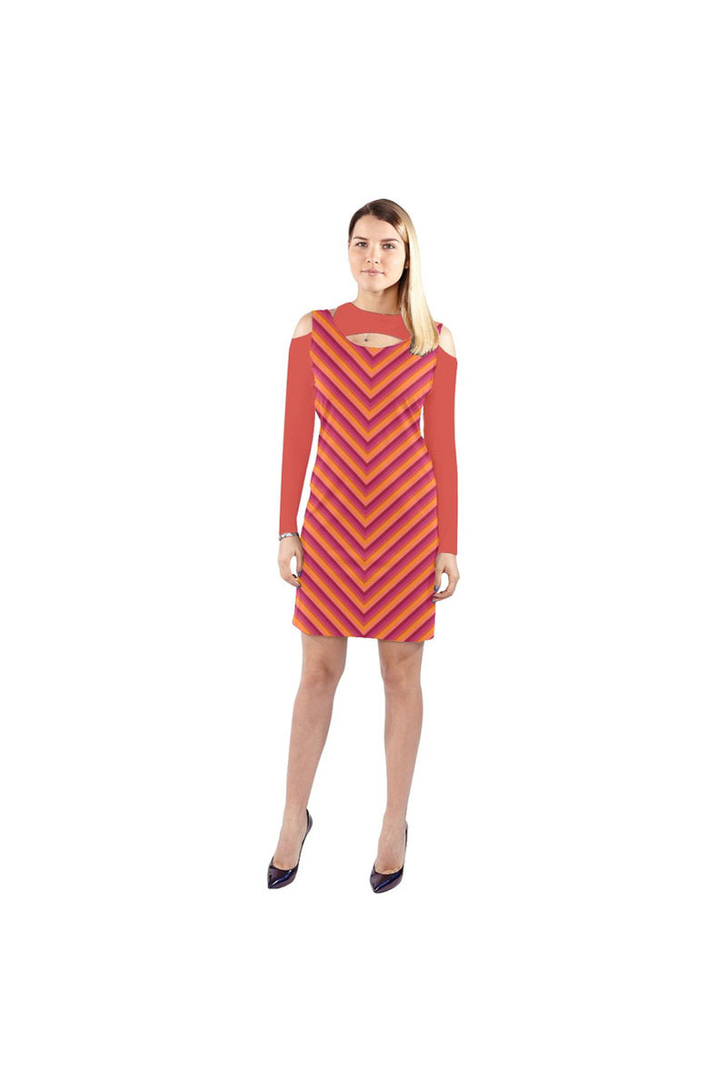 BabyStripes Cold Shoulder Long Sleeve Dress (Model D37) - Objet D'Art