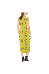 Yellow FloraPhaedra Sleeveless Open Fork Long Dress - Objet D'Art