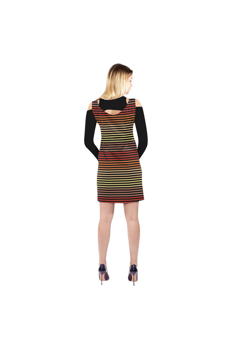 Spectral Lines Cold Shoulder Long Sleeve Dress (Model D37) - Objet D'Art