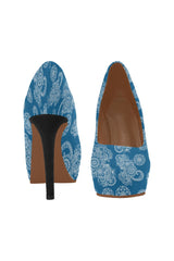 Paisley in Royal Blue Women's High Heels (Model 044) - Objet D'Art