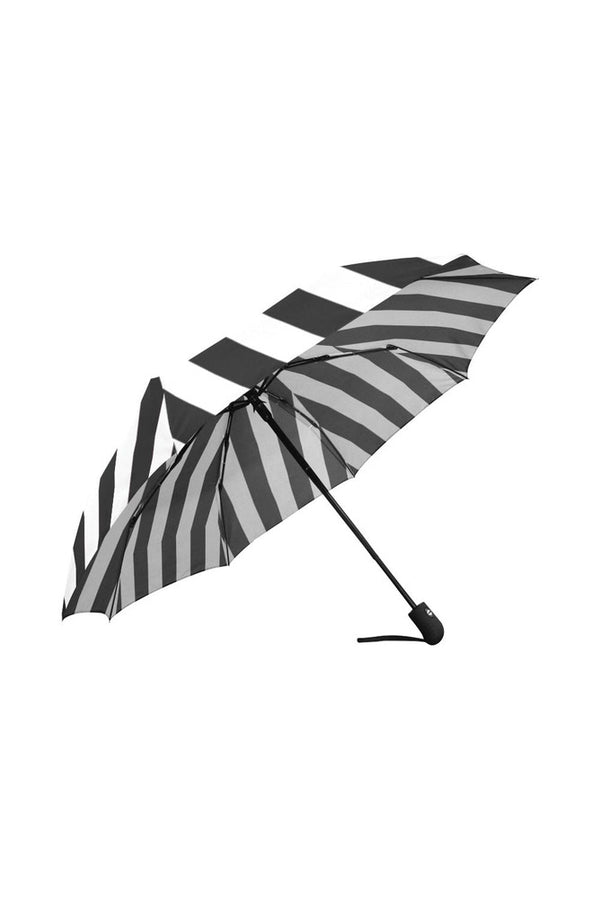 Black & White Striped Vintage Auto-Foldable Umbrella - Objet D'Art