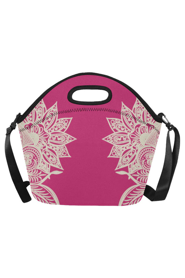 Pink Peacock Mandala Neoprene Lunch Bag/Large (Model 1669) - Objet D'Art