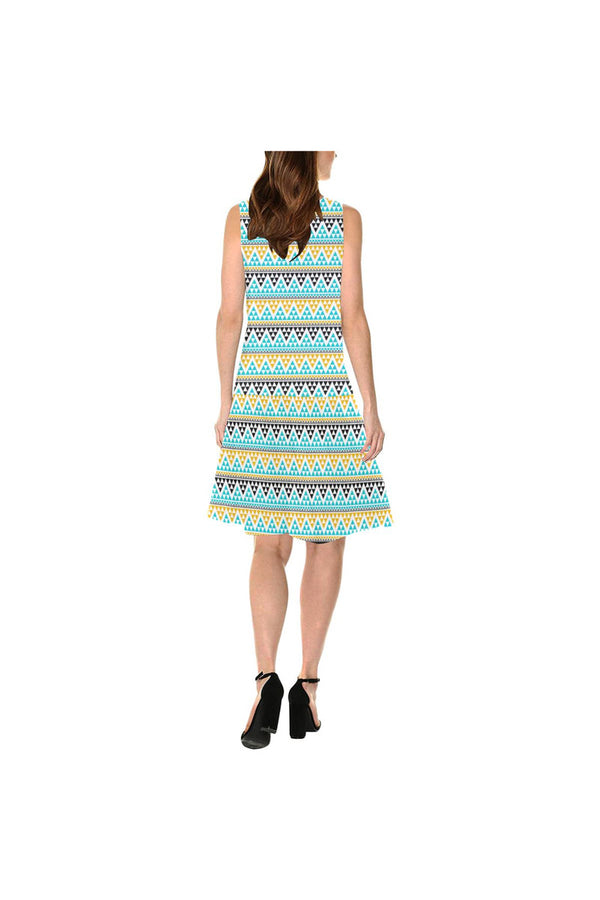 Aztec Art Sleeveless Splicing Shift Dress - Objet D'Art