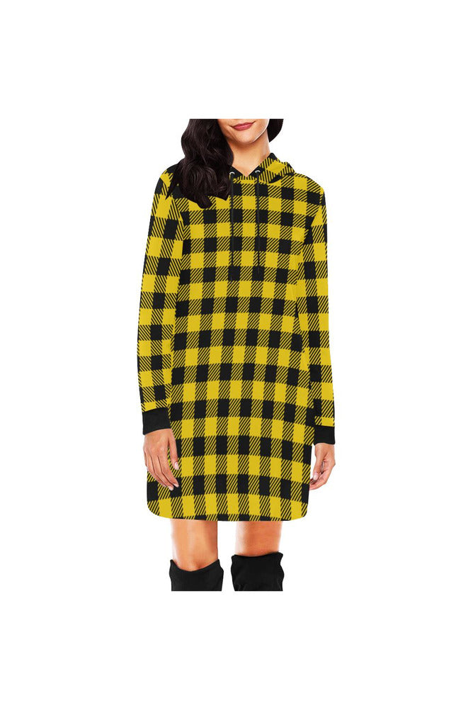 Yel Chek buffalo plaid H27 - HOOD All Over Print Hoodie Mini Dress (Model H27) - Objet D'Art