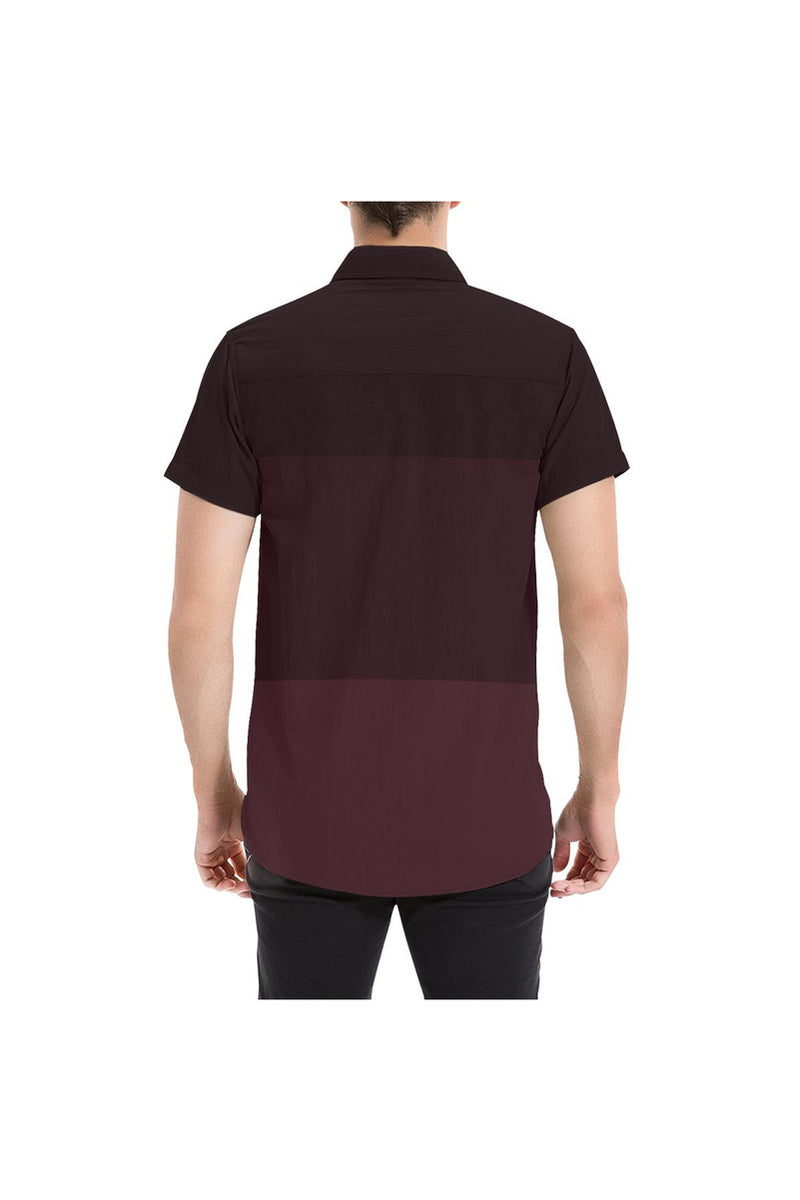 Tri-color Maroon Men's All Over Print Short Sleeve Shirt - Objet D'Art