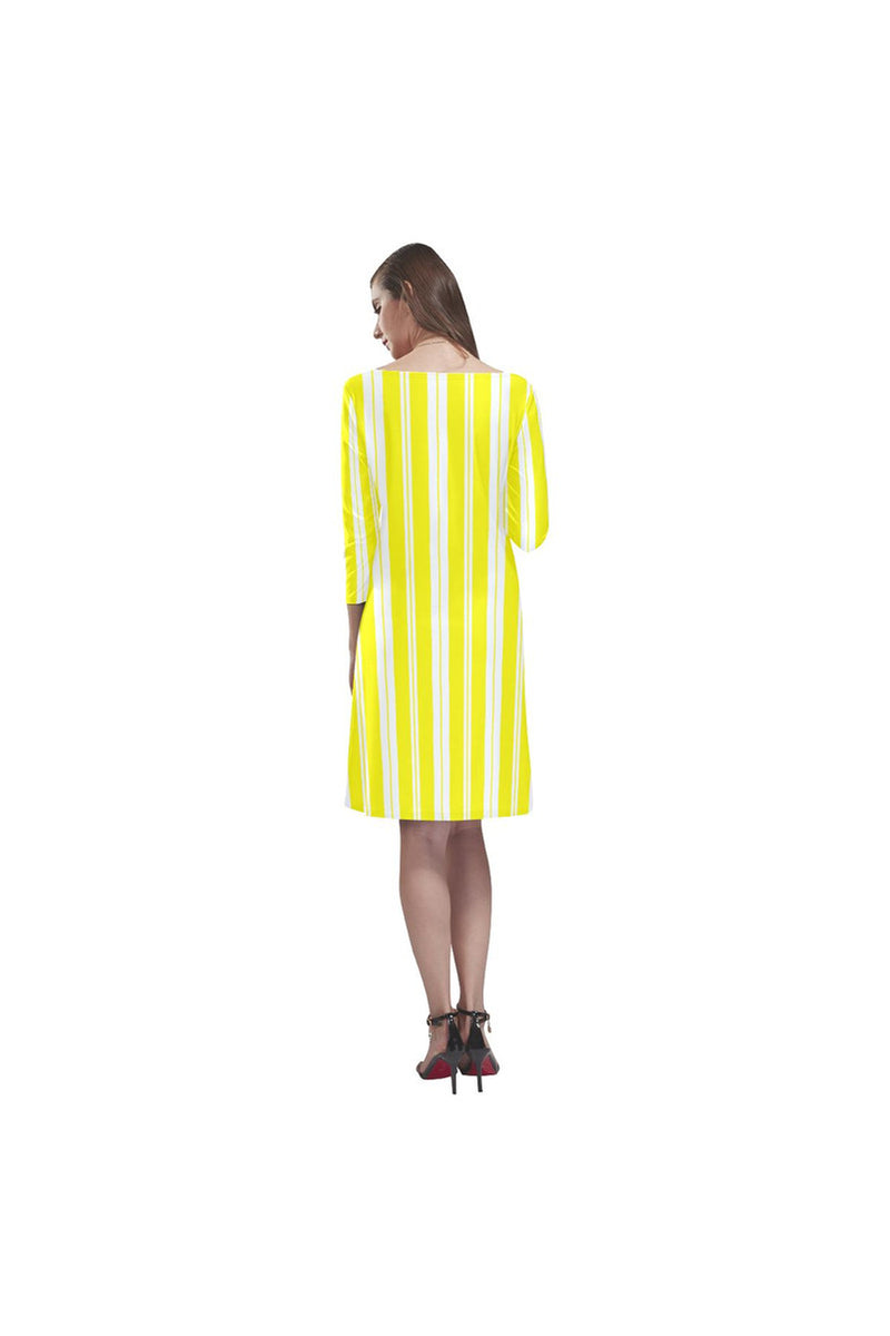 stripe 2 Rhea Loose Round Neck Dress(Model D22) - Objet D'Art