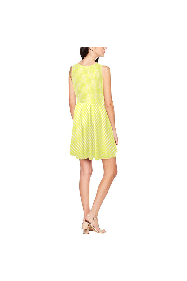 Yellow Polka Dots Thea Sleeveless Skater Dress(Model D19) - Objet D'Art