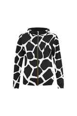 Giraffe Print Full Zip Hoodie for Women - Objet D'Art