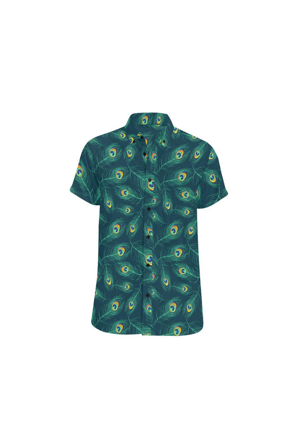 Peacock Feathers Men's All Over Print Short Sleeve Shirt (Model T53) - Objet D'Art