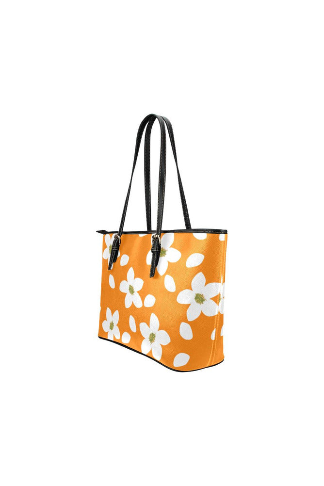 Flower White Turmeric Purse Leather Tote Bag/Small - Objet D'Art