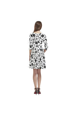 D20 SLEEVES FLORAL 2 Tethys Half-Sleeve Skater Dress(Model D20) - Objet D'Art