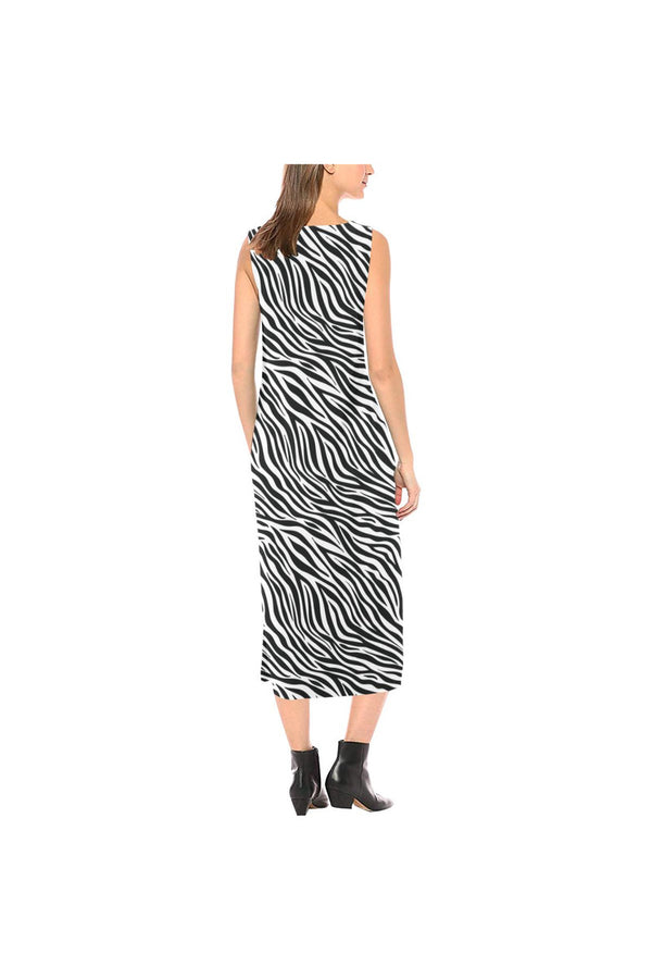 Zebra Print Phaedra Sleeveless Open Fork Long Dress - Objet D'Art
