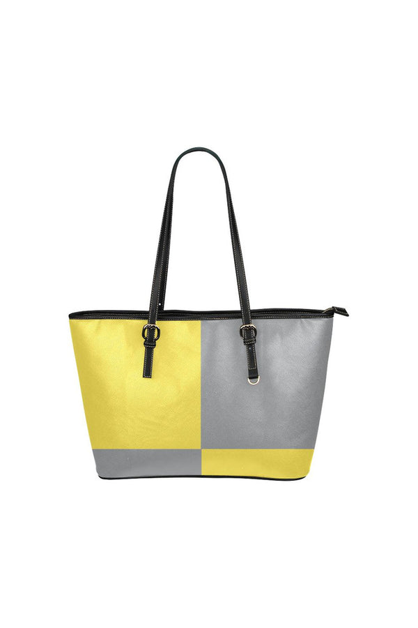 Yellow & Gray Leather Tote Bag/Small - Objet D'Art