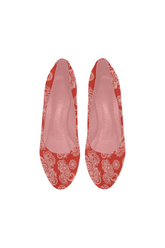 Red Paisley Women's High Heels (Model 044) - Objet D'Art