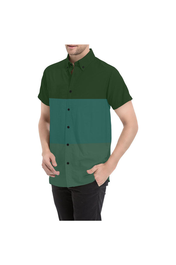 Tri-color in Green Men's All Over Print Short Sleeve Shirt - Objet D'Art