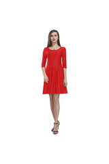 Cranberry Tethys Half-Sleeve Skater Dress(Model D20) - Objet D'Art