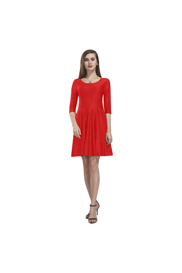 Cranberry Tethys Half-Sleeve Skater Dress - Objet D'Art
