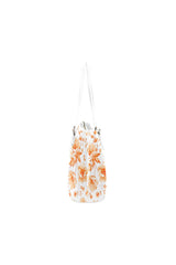 Orange Floral Leather Tote Bag/Small - Objet D'Art