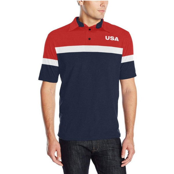 USA RED WHITE & BLUE Men'S Polo Shirt - Objet D'Art