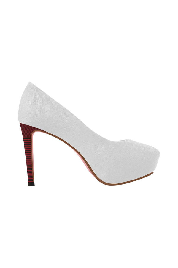 Crimson Heel Accented White Women's High Heels - Objet D'Art